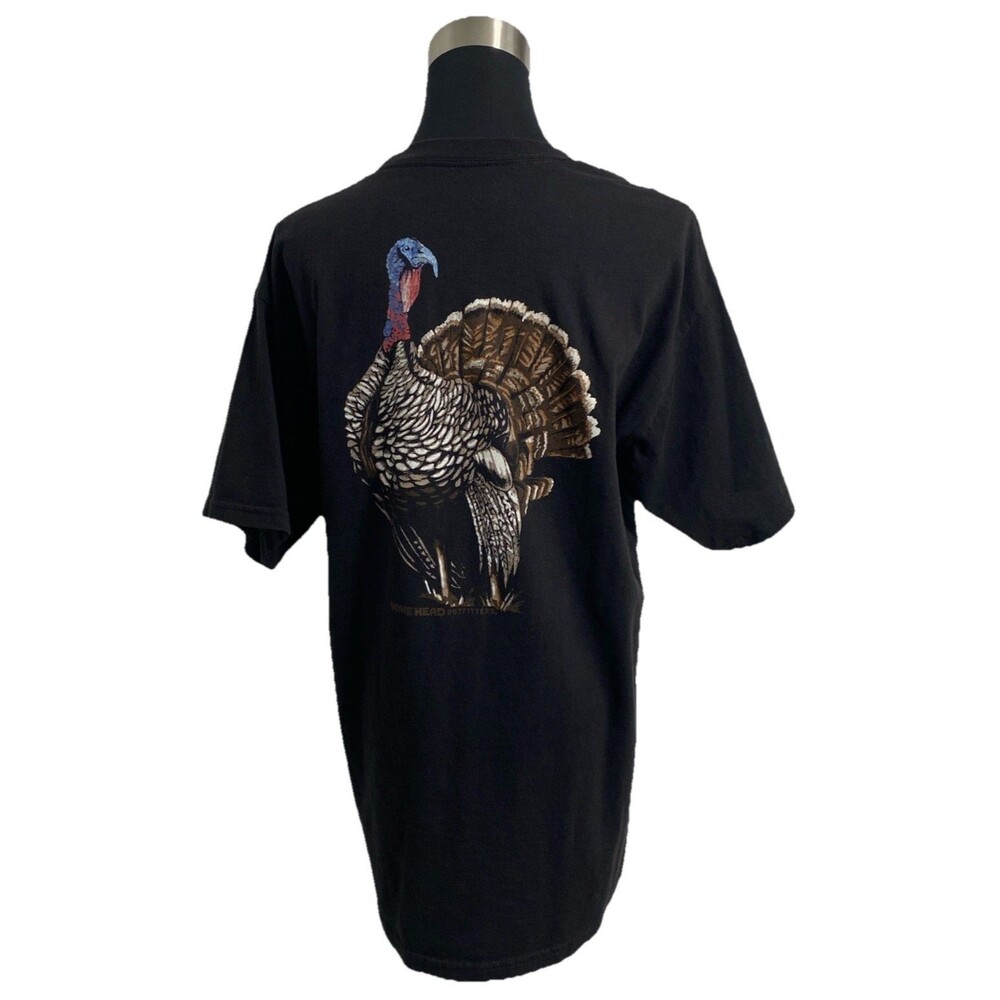 Bone Head Outfitters Turkey Hunting Graphic Tee Shirt Men's L Black 100% Cotton